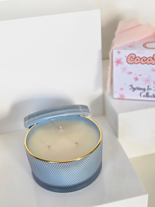 Gold Baby Blue Candle Jar
