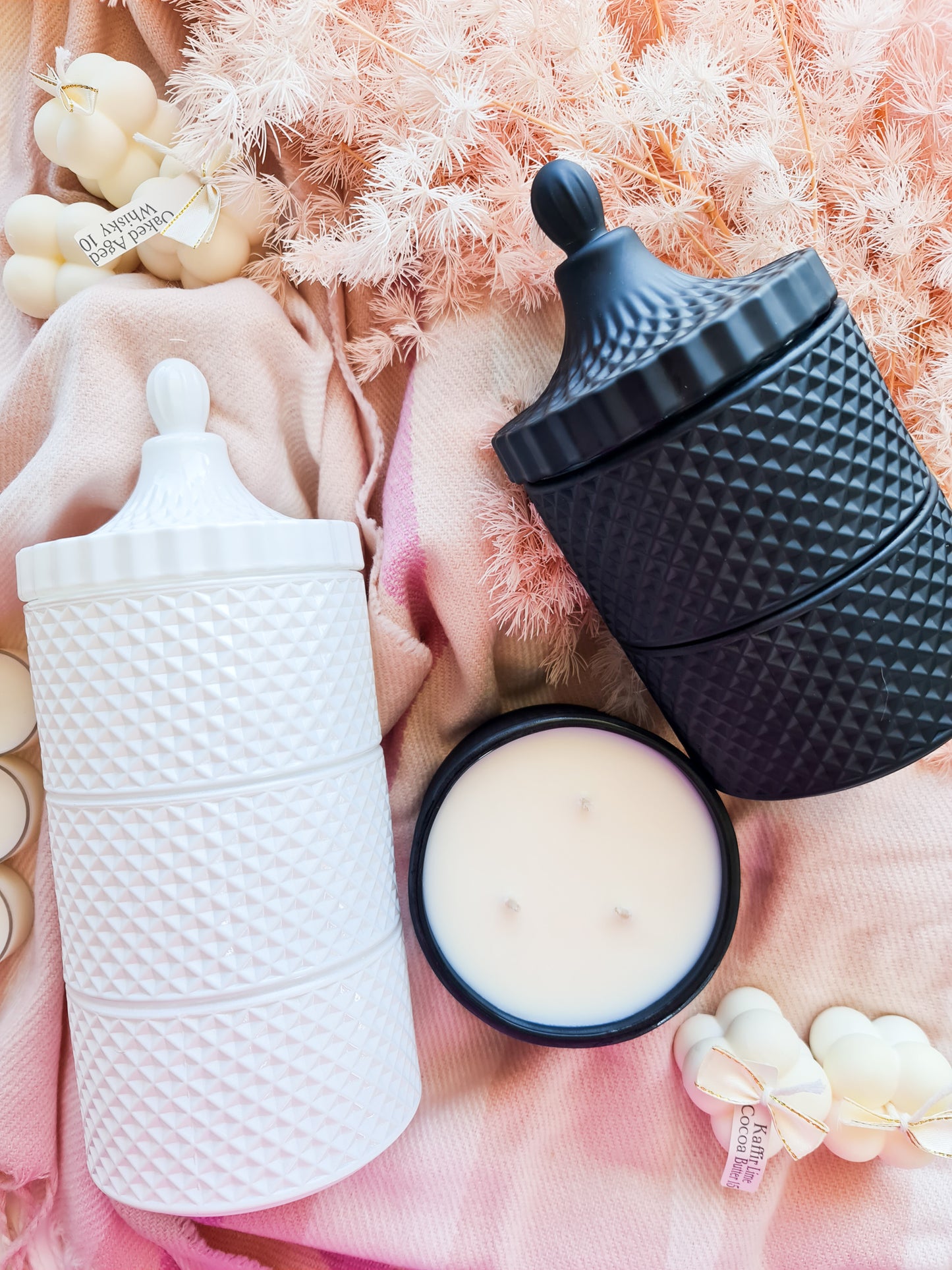 Triple Candle Geo Black Jars 120hours