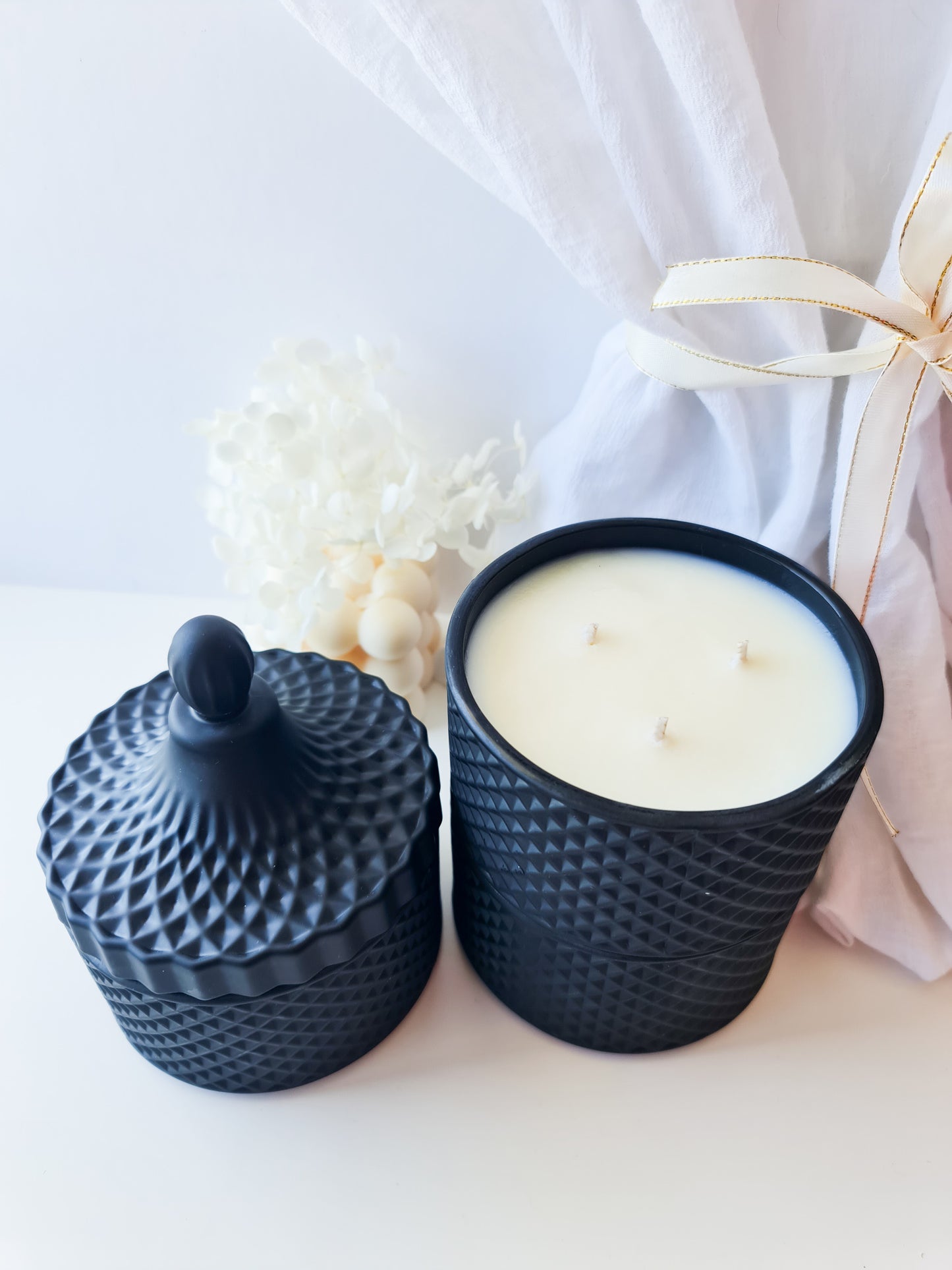 Triple Candle Geo Black Jars 120hours